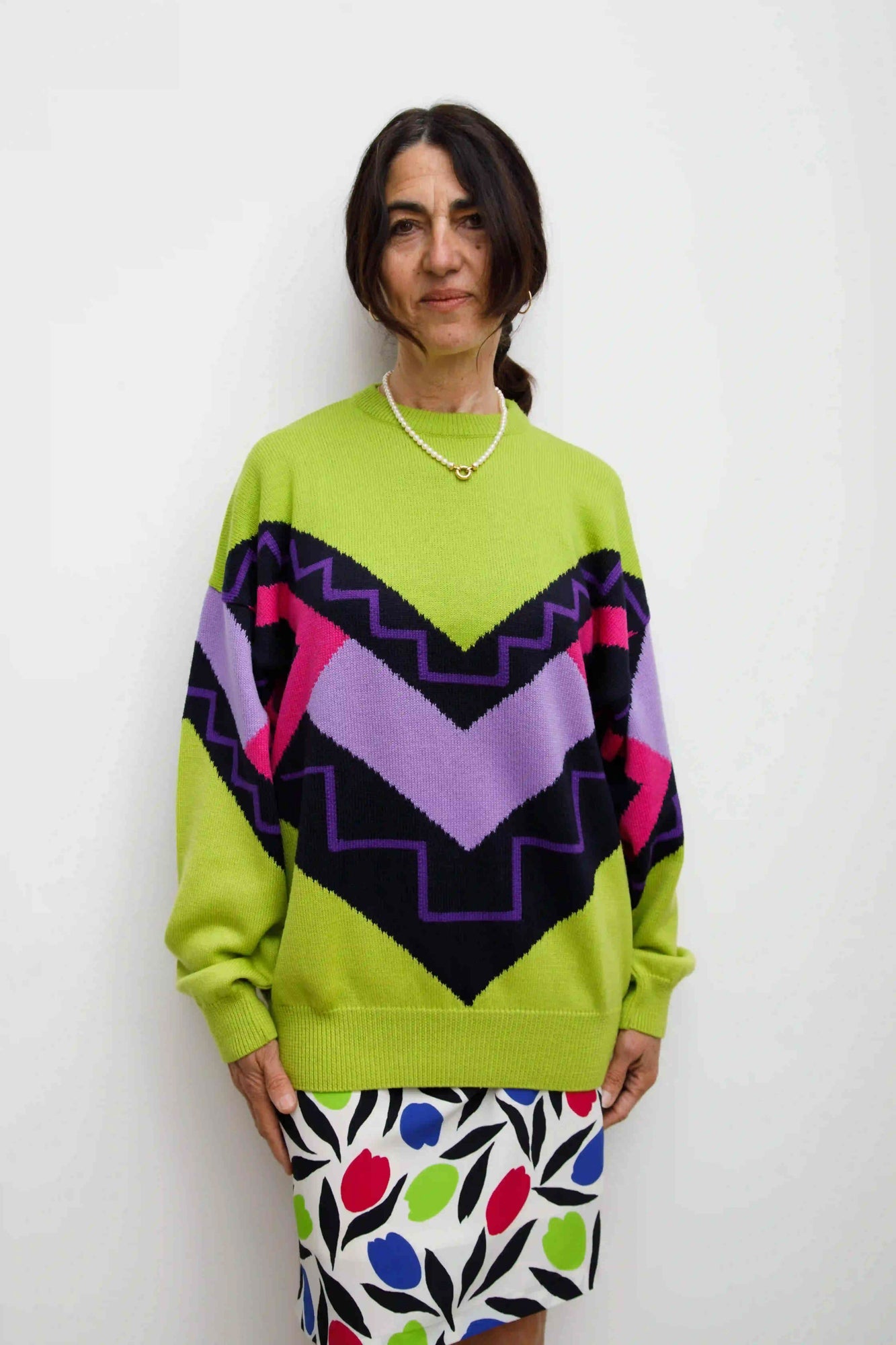 【希少ケーブルニット】GIANNI VERSACE ボーダー マルチカラー 44 pullover Gianni Versace – artetica