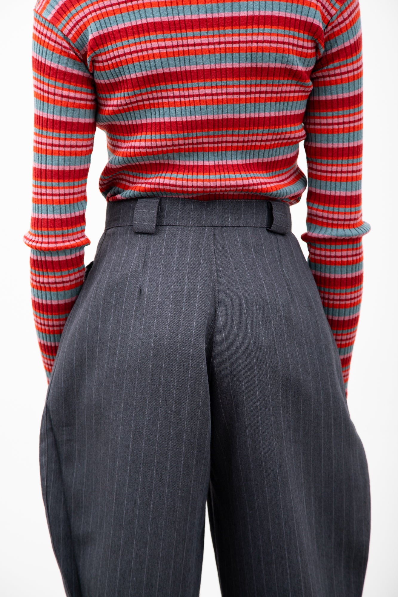 balloon pattern pinstripe pants