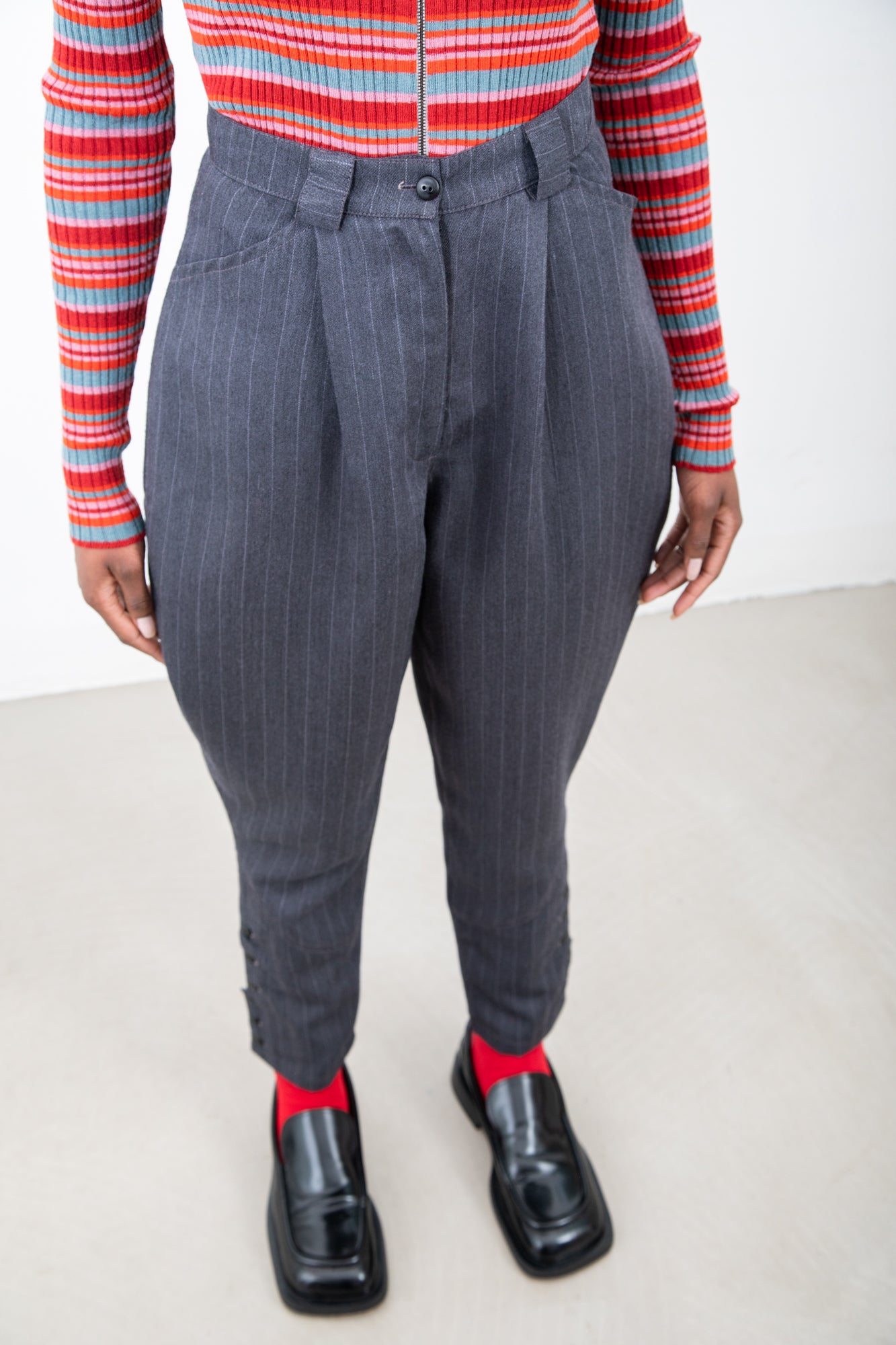 balloon pattern pinstripe pants